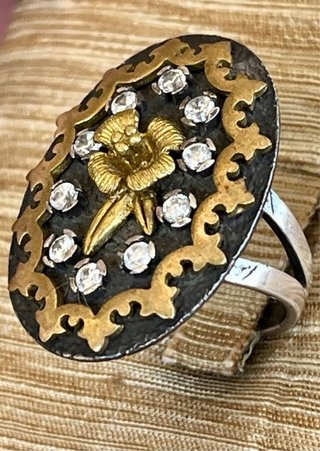 Anello Argento 925 Vittoriano Oro Zirconi