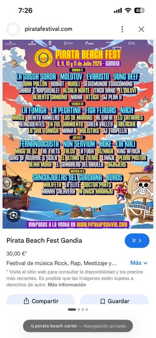 Abonos pirata beach Gandia