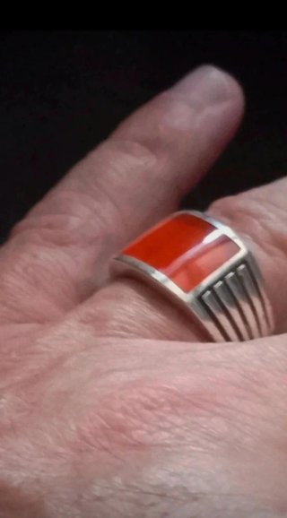 Anello Argento con Agata Rossa Misura 19.4 mm
