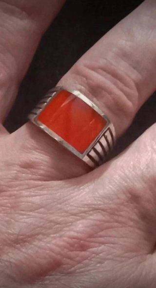 Anello Argento con Agata Rossa Misura 19.4 mm