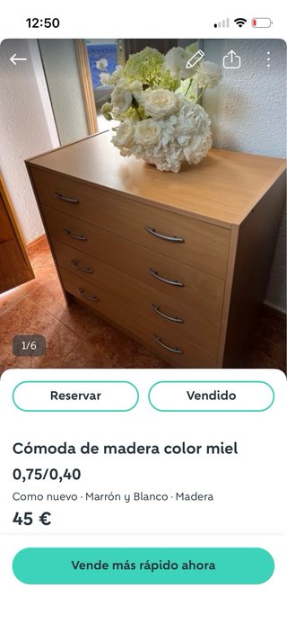 Cajonera grande de madera color beige/marrón
