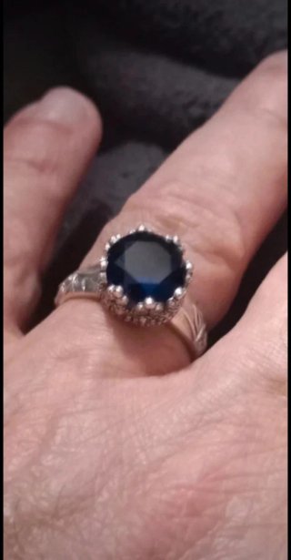 Anello Argento Pietra Blu Zaffiro Misura 17.7