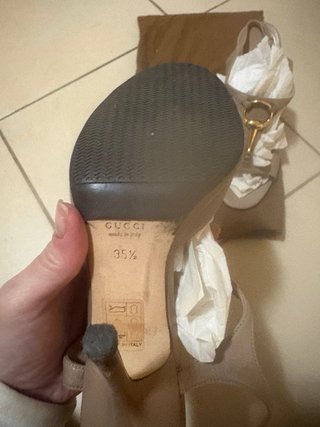 Sandali Gucci tacco alto Tg 35.5 Nocciola Pelle