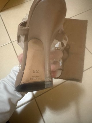 Sandali Gucci tacco alto Tg 35.5 Nocciola Pelle