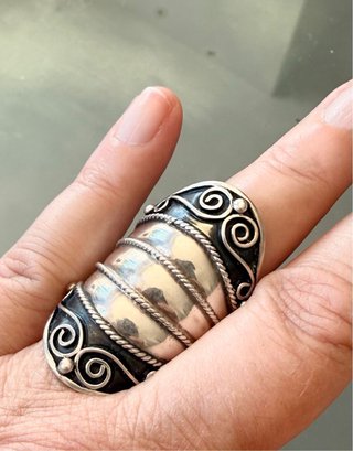Anello Grande Argento 950 Vintage