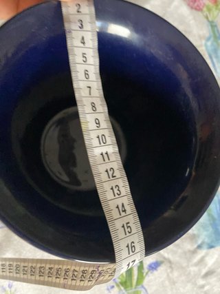 Macetero porcelana azul y oro pájaros