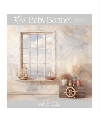 Fondo fotográfico Baby Bonnet ventana mar 175x185