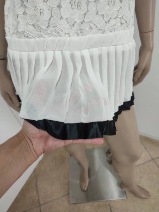Pink Studio Top Lungo Bianco Pizzo Tg S