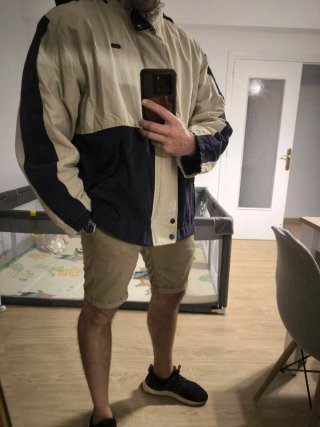 Chubasquero Cortavientos Lacoste Beige/Negro