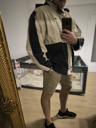 Chubasquero Cortavientos Lacoste Beige/Negro