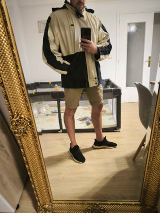 Chubasquero Cortavientos Lacoste Beige/Negro