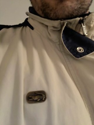 Chubasquero Cortavientos Lacoste Beige/Negro
