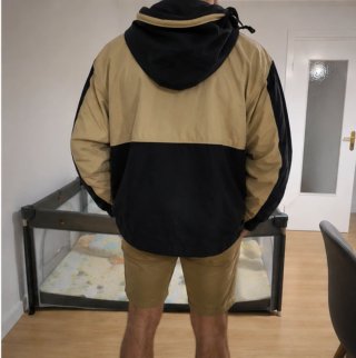 Chubasquero Cortavientos Lacoste Beige/Negro