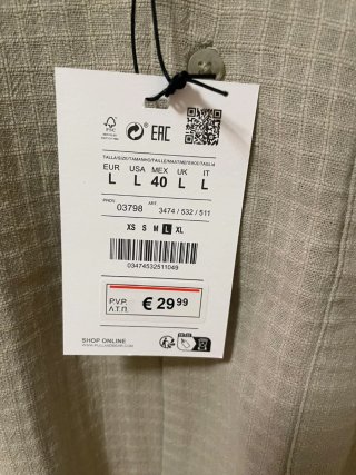 Camisa Pull&Bear Beige Talla L nueva a estrenar