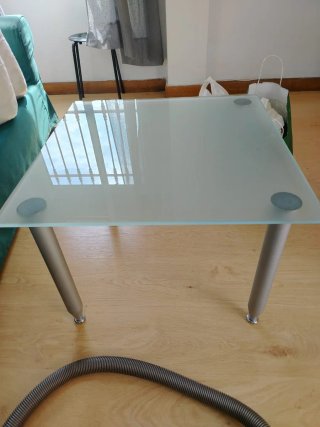 Mesa de centro cristal y metal