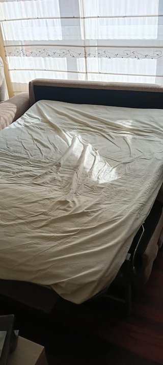 Sofá Cama Beige y Verde