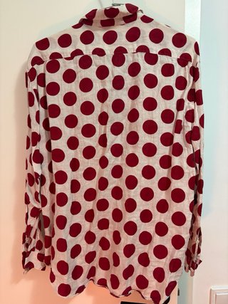 BURBERRY PRORSUM - Camisa lino blanca topos t. M