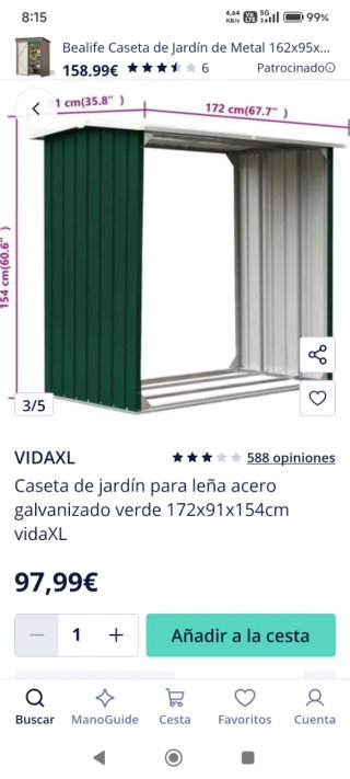 Caseta de jardín metálica LEÑERO