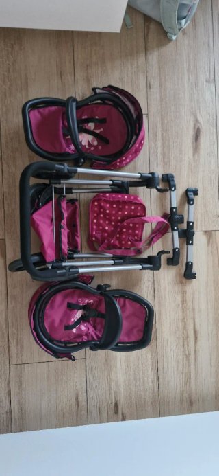 Carrito juguete Gemelar Plegable Rosa Lunares