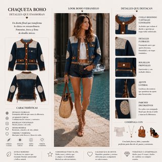 Chaqueta vaquera boho azul T. S
