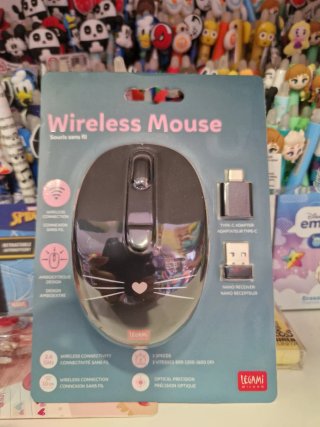 Mouse Wireless Legami Gatto Nero Rosa