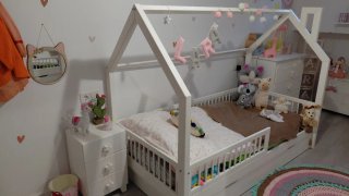 Cama Casita Blanca Madera 90cm