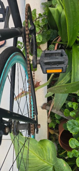 Bicicleta Fixie Negra Ruedas Azules