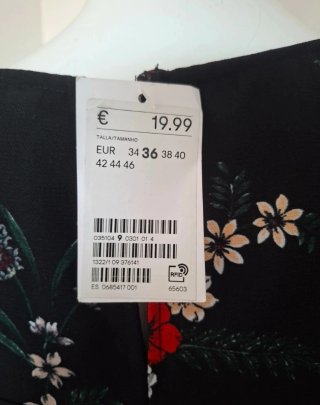 Vestido H&M Floral Manga Larga Talla 36