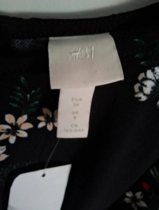 Vestido H&M Floral Manga Larga Talla 36