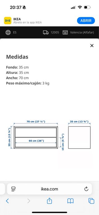 Mueble IKEA con 2 cajoneras blancas