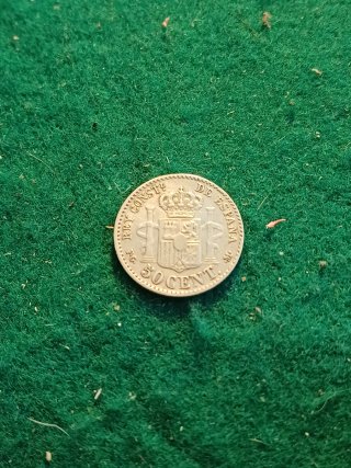 50 céntimos 1892 Plata Rey Constante