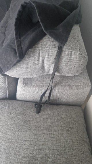 Funda sofá chaiselongue tela negra y gris
