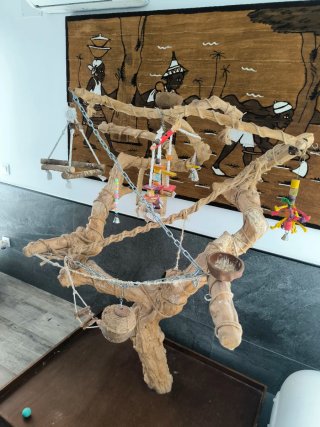 Jaula Voladera y Árbol de Juegos para Loros