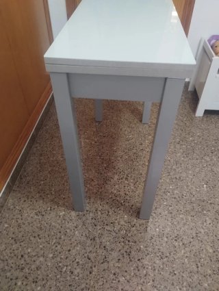 Mesa de cocina cristal blanca Portus.