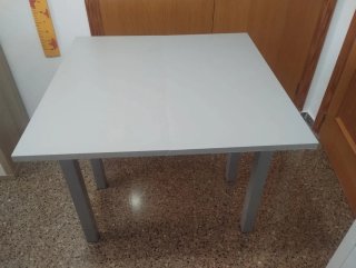 Mesa de cocina cristal blanca Portus.