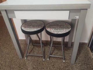 Mesa de cocina cristal blanca Portus.