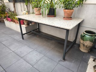 Mesa Terraza Granito Patas Hierro