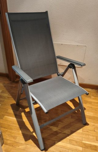 Silla exterior plegable reclinable gris