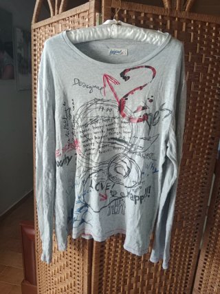 Camiseta Desigual L Gris Estampada