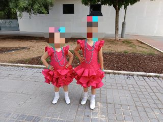 Vestido flamenco coral lunares talla 4 y 6