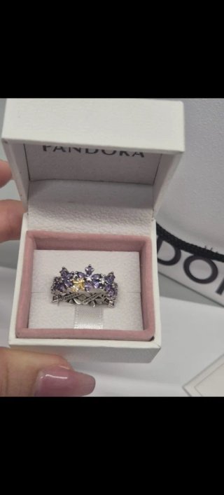 Anillo Pandora Talla 18 Morado y Plateado