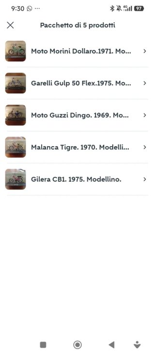 Pacchetto 5 modellini moto d'epoca