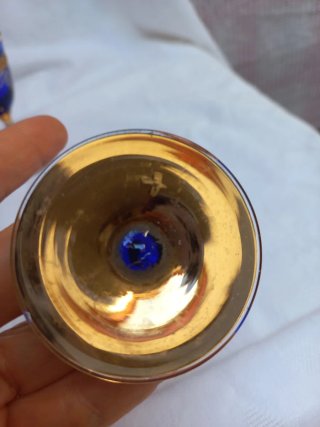 Set Liquore Murano Anni '60 Blu Oro