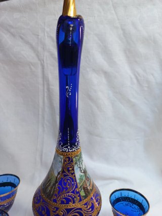 Set Liquore Murano Anni '60 Blu Oro