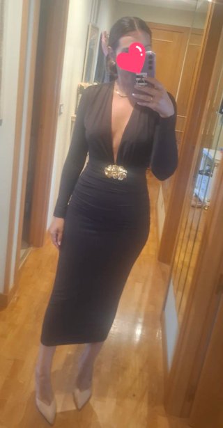 Vestido Zara fiesta midi negro Talla M