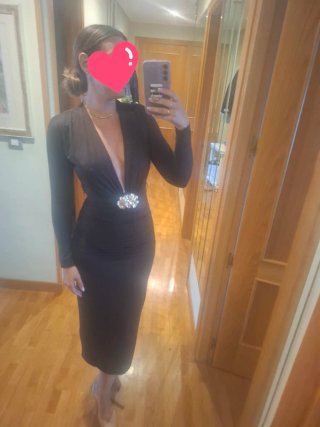 Vestido Zara fiesta midi negro Talla M