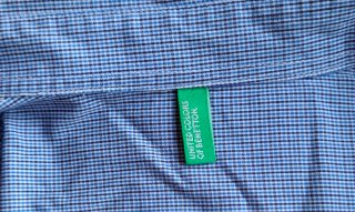 Camisa Benetton cuadros azul y marrón