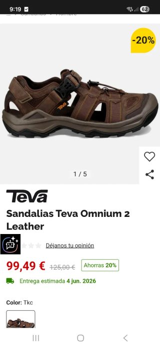 Sandalias Teva cerradas marrones