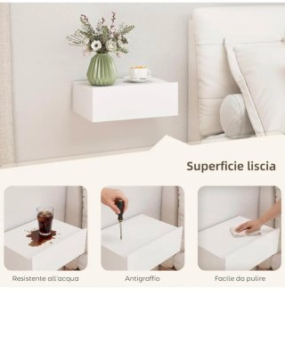 Mesita flotante blanca 40x30x15 cm