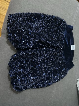 Falda Zara lentejuelas azul niña T.13-14